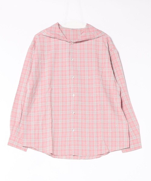 ViViDAY(ビビデー)の「ラインストーン&チェック柄ビッグシルエットシャツ(シャツ/ブラウス・レディース・パープル/ピンク・M)」の15枚目の写真