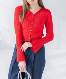 CLEAR BASIC（クリアベーシック）の「リボンボタンニットカーディガン[着回し力抜群 ガーリー 羽織り]（カーディガン/ボレロ）」