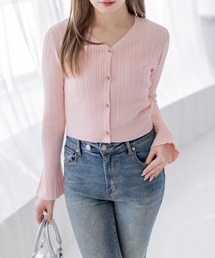 clear（クリア）の「リボンボタンニットカーディガン[着回し力抜群 ガーリー 羽織り]≪新作≫（カーディガン/ボレロ）」