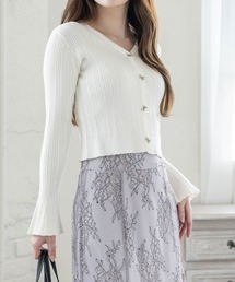 CLEAR BASIC | リボンボタンニットカーディガン[着回し力抜群 ガーリー 羽織り]≪新作≫(カーディガン/ボレロ)