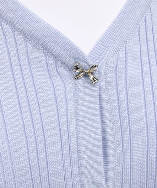 CLEAR BASIC（クリアベーシック）の「リボンボタンニットカーディガン[着回し力抜群 ガーリー 羽織り]≪新作≫（カーディガン/ボレロ・レディース・ブラック/ピンク/アイボリー/サックスブルー/グレー/ネイビー/レッド・F）」の19枚目の写真