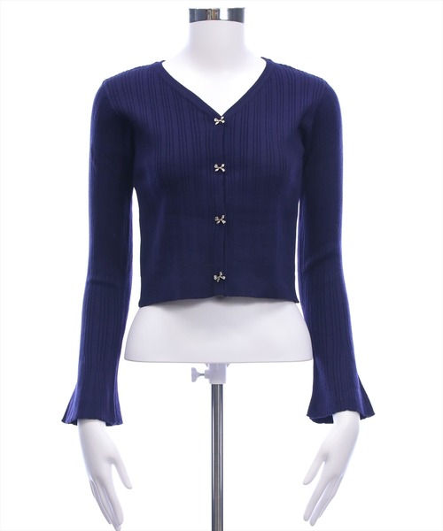 セール】リボンボタンニットカーディガン[着回し力抜群 ガーリー