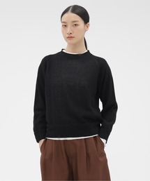 【MARGARET HOWELL】ラミーコットンポロカラーニット ブラック MARGARET HOWELL（マーガレットハウエル） ニット セーター COTTON