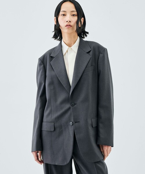 EDITION(エディション)の「ドライツイル 2Bジャケット(テーラードジャケット・レディース・ブラック/チャコールグレー・34/36)」の4枚目の写真