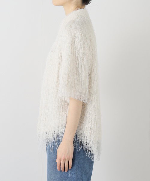 TOGA PULLA（トーガ　プルラ）の「TOGA PULLA FRINGE SHIRT S/S TP261-FJ232：シャツ（シャツ/ブラウス・レディース・ホワイト・38）」の2枚目の写真