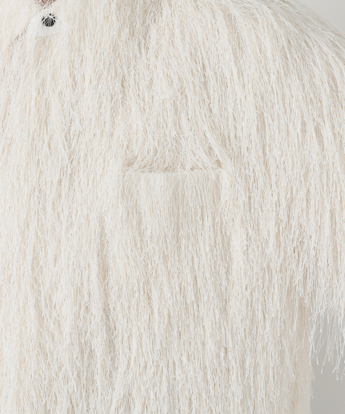 TOGA PULLA（トーガ　プルラ）の「TOGA PULLA FRINGE SHIRT S/S TP261-FJ232：シャツ（シャツ/ブラウス・レディース・ホワイト・38）」の5枚目の写真
