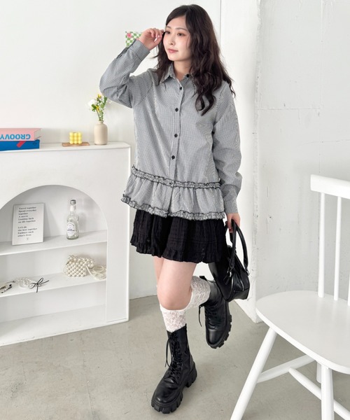 SOLLON.(ソルロン)の「ペプラムフリルシャツブラウス(シャツ/ブラウス・レディース・ホワイト/ブラック系その他・FREE)」の10枚目の写真