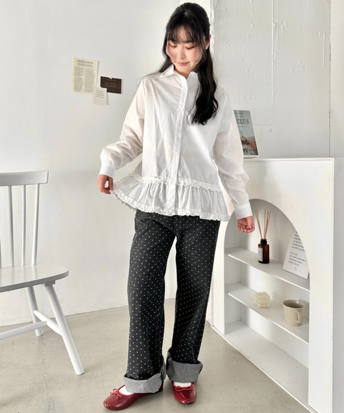 SOLLON.(ソルロン)の「ペプラムフリルシャツブラウス(シャツ/ブラウス・レディース・ホワイト/ブラック系その他・FREE)」の18枚目の写真