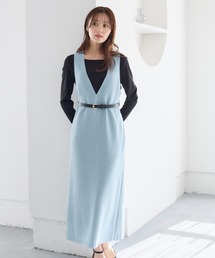 Andemiu | ベルトツキVネックジャンスカ646324(ジャンパースカート)