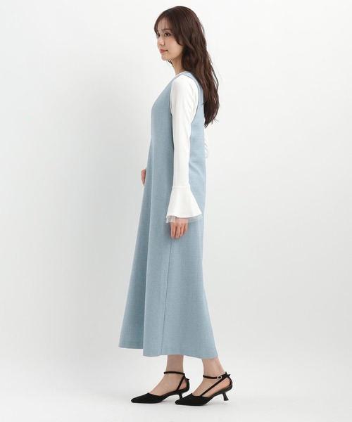 Andemiu（アンデミュウ）の「ベルトツキVネックジャンスカ646324（ジャンパースカート・レディース・アイボリー/ブラック/ブルー・FREE）」の16枚目の写真