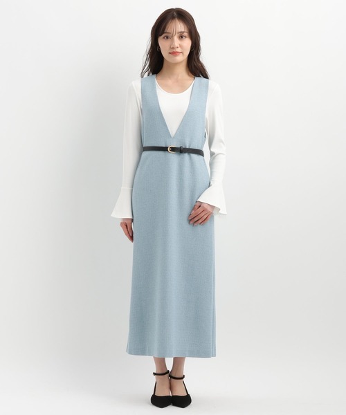 Andemiu（アンデミュウ）の「ベルトツキVネックジャンスカ646324（ジャンパースカート・レディース・アイボリー/ブラック/ブルー・FREE）」の18枚目の写真