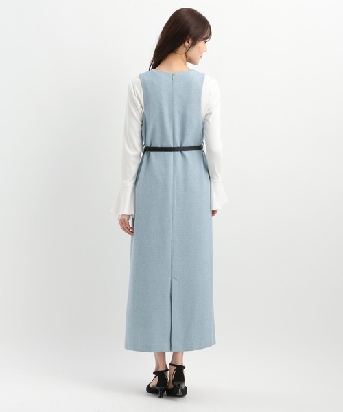 Andemiu（アンデミュウ）の「ベルトツキVネックジャンスカ646324（ジャンパースカート・レディース・アイボリー/ブラック/ブルー・FREE）」の19枚目の写真