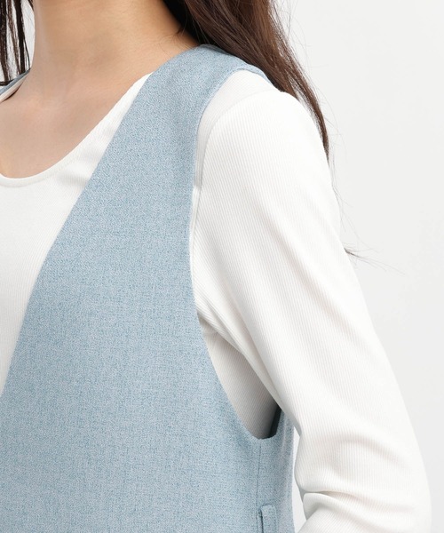 Andemiu（アンデミュウ）の「ベルトツキVネックジャンスカ646324（ジャンパースカート・レディース・アイボリー/ブラック/ブルー・FREE）」の21枚目の写真