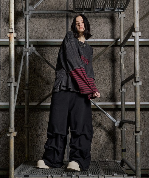 ERAR（エラー）の「【ERAR】ヴィンテージライクハイダメージボーダーレイヤード刺繍ロンT（Tシャツ/カットソー・メンズ・ホワイト系/ブラック系/ブラック系1・XL/L/M/S）」の11枚目の写真