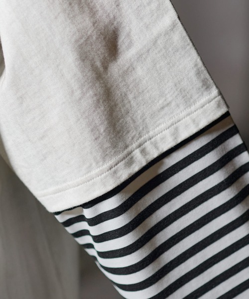 ERAR（エラー）の「【ERAR】ヴィンテージライクハイダメージボーダーレイヤード刺繍ロンT（Tシャツ/カットソー・メンズ・ホワイト系/ブラック系/ブラック系1・XL/L/M/S）」の21枚目の写真