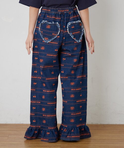 HELLO.SANFRANCISCO（ハローサンフランシスコ）の「【HELLO.SANFRANCISCO/ハローサンフランシスコ】裾フリル総柄刺繍イージーワイドデニム（デニムパンツ・レディース・ブルー/サックスブルー・MEDIUM/SMALL）」の20枚目の写真