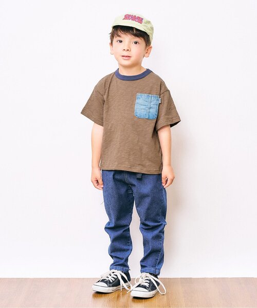F.O.KIDS（エフオーキッズ）の「デニムポケット半袖Tシャツ（Tシャツ/カットソー・キッズ・ブラウン/グリーン/オレンジ/ブラック/ブルー・80/90/100/110/120/130/140/150/160）」の7枚目の写真