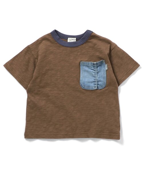 F.O.KIDS（エフオーキッズ）の「デニムポケット半袖Tシャツ（Tシャツ/カットソー・キッズ・ブラウン/グリーン/オレンジ/ブラック/ブルー・80/90/100/110/120/130/140/150/160）」の9枚目の写真