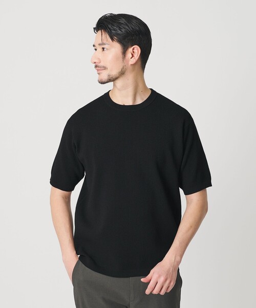 BEAUTY&YOUTH UNITED ARROWS(ビューティーアンドユースユナイテッドアローズ)の「【WEB限定 WARDROBE SMART】マシーンウォッシュ ピケニット Tシャツ【抗菌防臭】(Tシャツ/カットソー・メンズ・ライトグレー/ホワイト/ブラック・L/M/S/XL)」の4枚目の写真