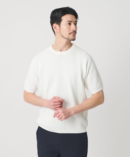 BEAUTY&YOUTH UNITED ARROWS(ビューティーアンドユースユナイテッドアローズ)の「【WEB限定 WARDROBE SMART】マシーンウォッシュ ピケニット Tシャツ【抗菌防臭】(Tシャツ/カットソー・メンズ・ライトグレー/ホワイト/ブラック・L/M/S/XL)」の6枚目の写真