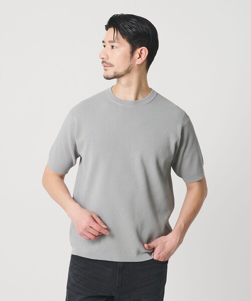 BEAUTY&YOUTH UNITED ARROWS(ビューティーアンドユースユナイテッドアローズ)の「【WEB限定 WARDROBE SMART】マシーンウォッシュ ピケニット Tシャツ【抗菌防臭】(Tシャツ/カットソー・メンズ・ライトグレー/ホワイト/ブラック・L/M/S/XL)」の8枚目の写真