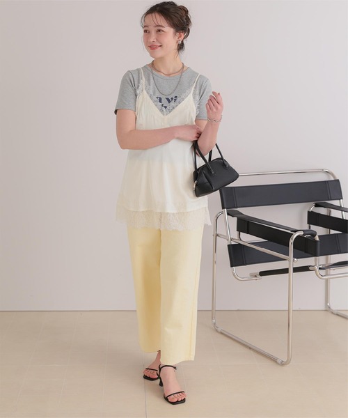 titivate（ティティベイト）の「レースサテンキャミソールトップス（キャミソール・レディース・アイボリー/グレイッシュベージュ/ブラック・FREE）」の6枚目の写真