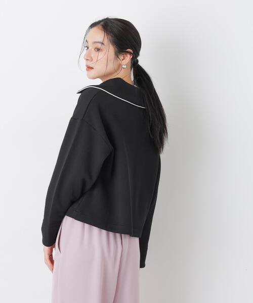 NANO universe(ナノユニバース)の「ダンボールカットバイカラーパイピングビッグカラートップス(Tシャツ/カットソー・レディース・オフホワイト/ブラック・FREE)」の22枚目の写真