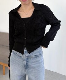 CAPRICIEUX LE'MAGE | 変形シャーリングポロカーディガン(カーディガン/ボレロ)