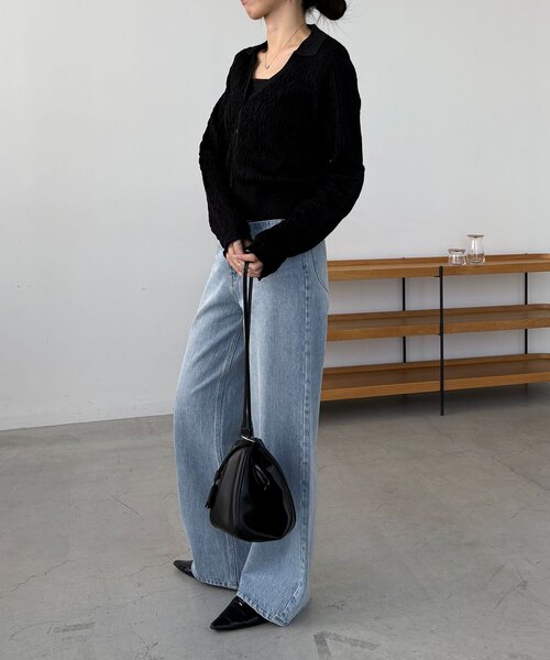 CAPRICIEUX LE'MAGE（カプリシューレマージュ）の「変形シャーリングポロカーディガン（カーディガン/ボレロ・レディース・ライトベージュ/ブラック・FREE）」の9枚目の写真