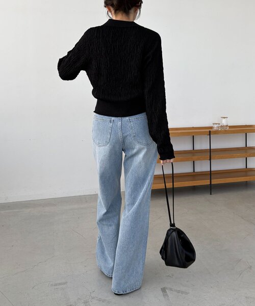 CAPRICIEUX LE'MAGE（カプリシューレマージュ）の「変形シャーリングポロカーディガン（カーディガン/ボレロ・レディース・ライトベージュ/ブラック・FREE）」の10枚目の写真