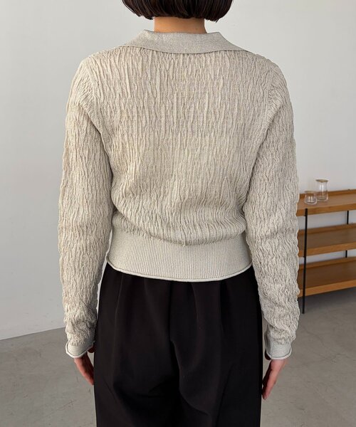 CAPRICIEUX LE'MAGE（カプリシューレマージュ）の「変形シャーリングポロカーディガン（カーディガン/ボレロ・レディース・ライトベージュ/ブラック・FREE）」の13枚目の写真