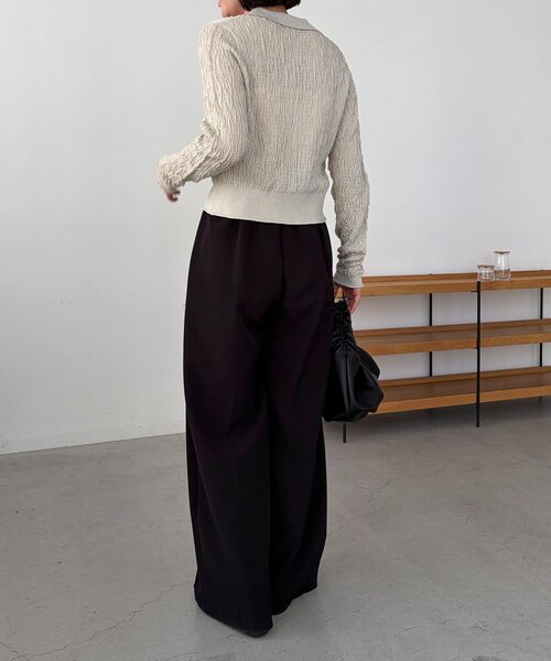 CAPRICIEUX LE'MAGE（カプリシューレマージュ）の「変形シャーリングポロカーディガン（カーディガン/ボレロ・レディース・ライトベージュ/ブラック・FREE）」の22枚目の写真