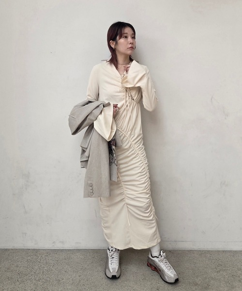 Ameri（アメリ）の「GATHER DETAIL CUT DRESS（ワンピース）」 - WEAR