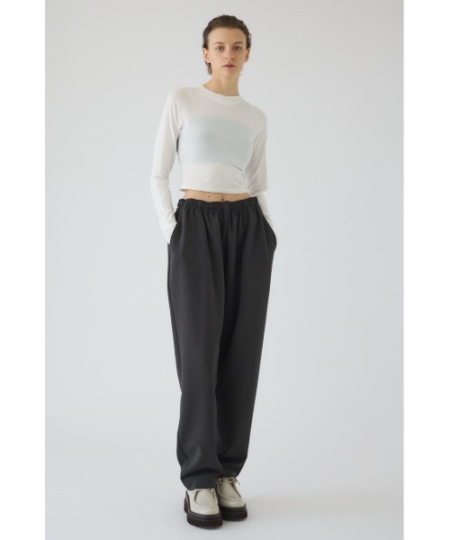 RIM.ARK(リムアーク)の「Cropped tight tops クロップド タイト トップス(Tシャツ/カットソー・レディース・杢グレー/オフホワイト/ブラック/ダークブラウン・FREE)」の2枚目の写真