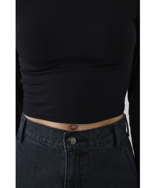 RIM.ARK(リムアーク)の「Cropped tight tops クロップド タイト トップス(Tシャツ/カットソー・レディース・杢グレー/オフホワイト/ブラック/ダークブラウン・FREE)」の12枚目の写真