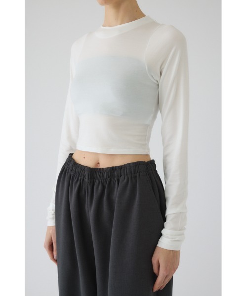 RIM.ARK(リムアーク)の「Cropped tight tops クロップド タイト トップス(Tシャツ/カットソー・レディース・杢グレー/オフホワイト/ブラック/ダークブラウン・FREE)」の18枚目の写真