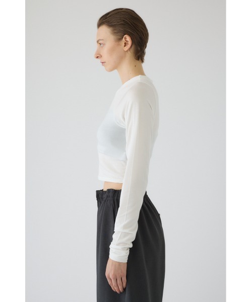 RIM.ARK(リムアーク)の「Cropped tight tops クロップド タイト トップス(Tシャツ/カットソー・レディース・杢グレー/オフホワイト/ブラック/ダークブラウン・FREE)」の19枚目の写真