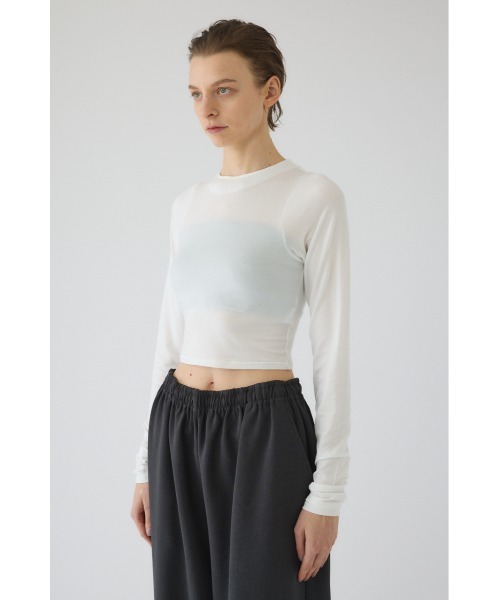 RIM.ARK(リムアーク)の「Cropped tight tops クロップド タイト トップス(Tシャツ/カットソー・レディース・杢グレー/オフホワイト/ブラック/ダークブラウン・FREE)」の21枚目の写真