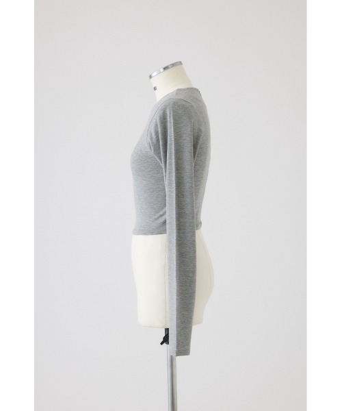 RIM.ARK(リムアーク)の「Cropped tight tops クロップド タイト トップス(Tシャツ/カットソー・レディース・杢グレー/オフホワイト/ブラック/ダークブラウン・FREE)」の9枚目の写真