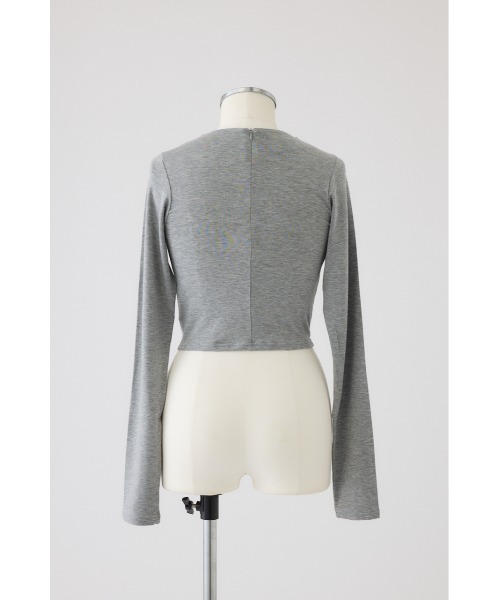 RIM.ARK(リムアーク)の「Cropped tight tops クロップド タイト トップス(Tシャツ/カットソー・レディース・杢グレー/オフホワイト/ブラック/ダークブラウン・FREE)」の10枚目の写真