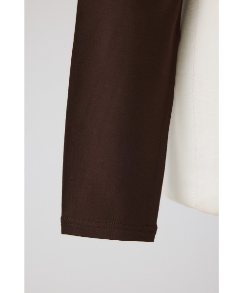 RIM.ARK(リムアーク)の「Cropped tight tops クロップド タイト トップス(Tシャツ/カットソー・レディース・杢グレー/オフホワイト/ブラック/ダークブラウン・FREE)」の6枚目の写真