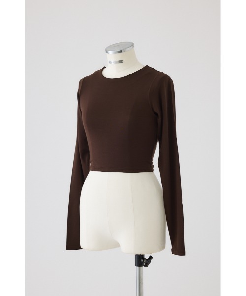 RIM.ARK(リムアーク)の「Cropped tight tops クロップド タイト トップス(Tシャツ/カットソー・レディース・杢グレー/オフホワイト/ブラック/ダークブラウン・FREE)」の13枚目の写真