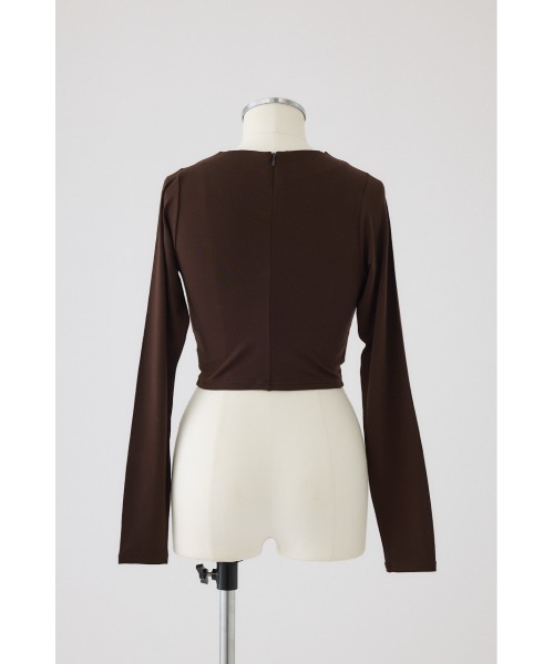 RIM.ARK(リムアーク)の「Cropped tight tops クロップド タイト トップス(Tシャツ/カットソー・レディース・杢グレー/オフホワイト/ブラック/ダークブラウン・FREE)」の15枚目の写真