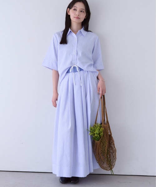 SOYEN(ソイエン)の「ハーフスリーブストライプシャツ/セットアップ可(シャツ/ブラウス・レディース・ホワイト/ブルー・F)」の15枚目の写真