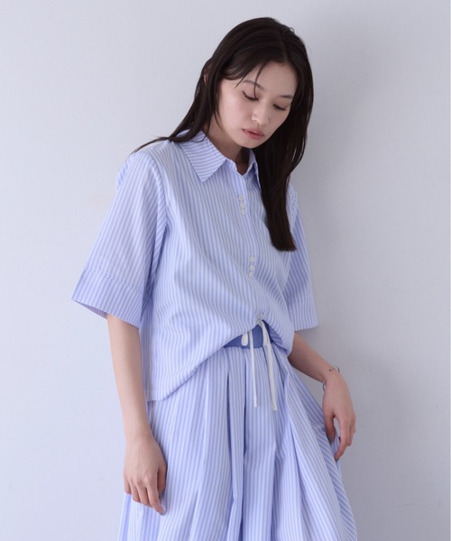 SOYEN(ソイエン)の「ハーフスリーブストライプシャツ/セットアップ可(シャツ/ブラウス・レディース・ホワイト/ブルー・F)」の22枚目の写真