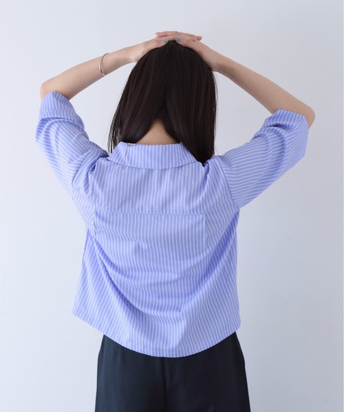 SOYEN(ソイエン)の「ハーフスリーブストライプシャツ/セットアップ可(シャツ/ブラウス・レディース・ホワイト/ブルー・F)」の18枚目の写真