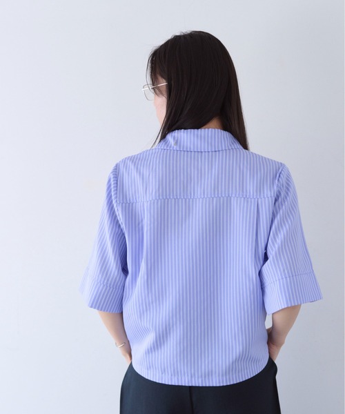 SOYEN(ソイエン)の「ハーフスリーブストライプシャツ/セットアップ可(シャツ/ブラウス・レディース・ホワイト/ブルー・F)」の8枚目の写真