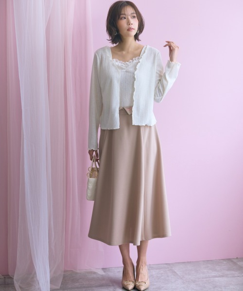 marun（マルン）の「＜大きいサイズ＞２点セット(カーディガン＋キャミソール) marun（カーディガン/ボレロ・レディース・ブラック/オフホワイト・L/LL/3L/4L/5L）」の14枚目の写真