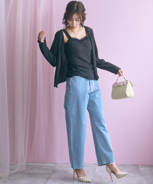 marun（マルン）の「＜大きいサイズ＞２点セット(カーディガン＋キャミソール) marun（カーディガン/ボレロ・レディース・ブラック/オフホワイト・L/LL/3L/4L/5L）」の16枚目の写真