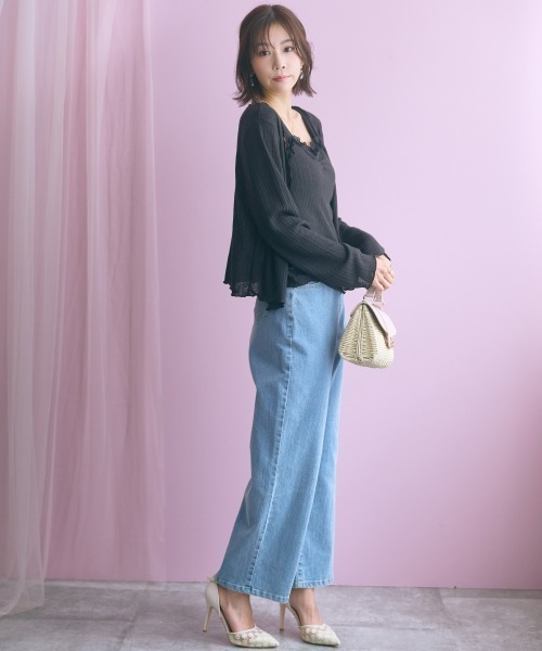 marun（マルン）の「＜大きいサイズ＞２点セット(カーディガン＋キャミソール) marun（カーディガン/ボレロ・レディース・ブラック/オフホワイト・L/LL/3L/4L/5L）」の17枚目の写真